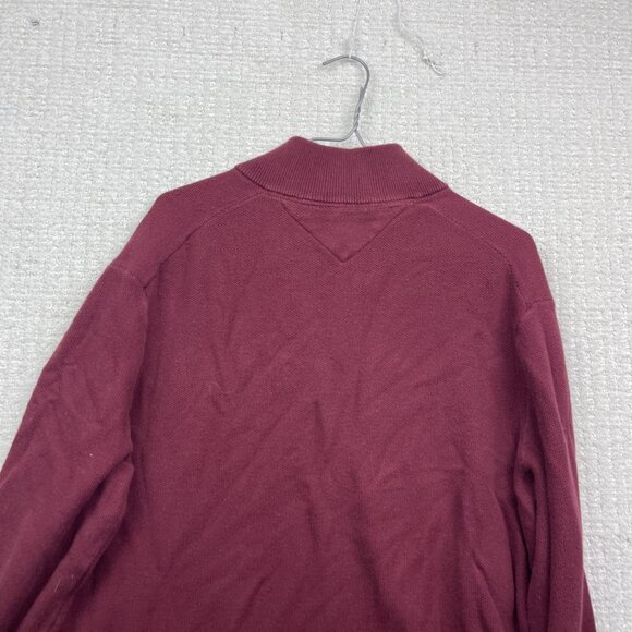 Tommy Hilfiger Quarter zip Sweater Pullover Wine Red Men Sz XL Preppy Academia - Picture 10 of 12